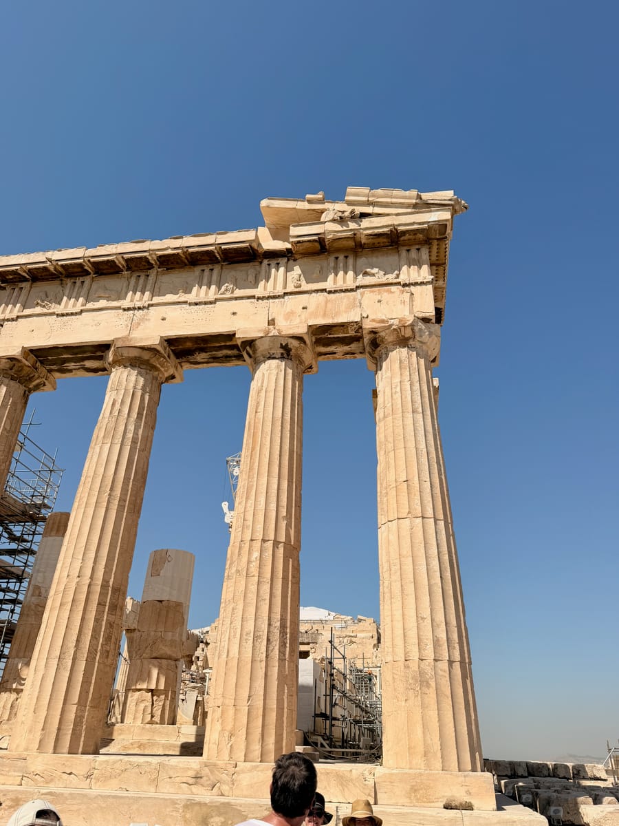 Marble columns on the Acropolis from below